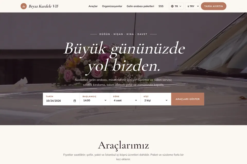 Beyaz Kurdele VIP örnek temasının ana sayfası